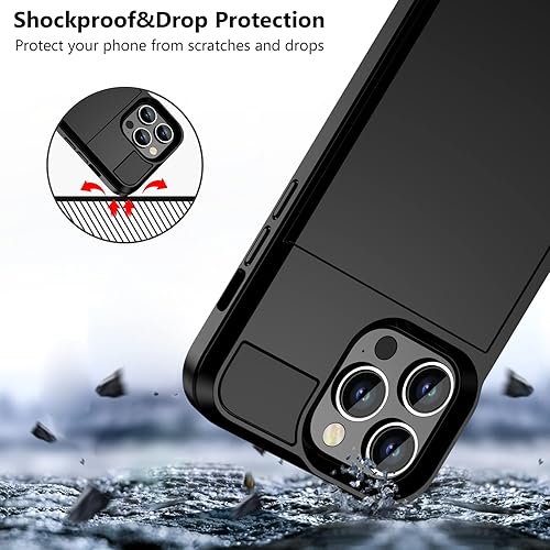 Miniatura 6 de Vofolen Funda compatible con iPhone 15 Pro con tarjetero de doble capa a prueba de golpes, funda para teléfono, ranura para tarjetas oculta, carcasa