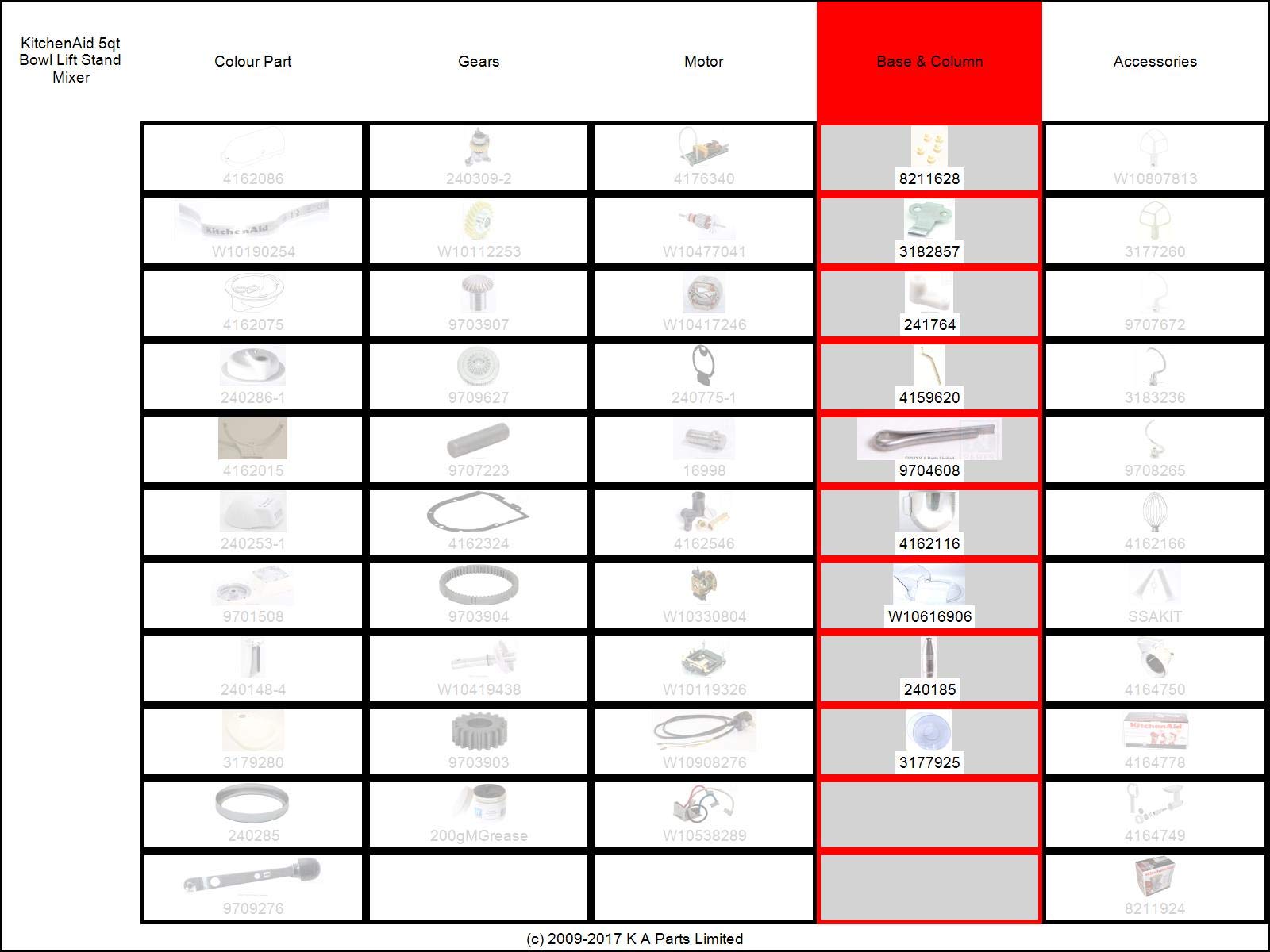 Zapasowy podnośnik ramienia dzieży z białego nylonu (plastiku) do mikserów KitchenAid Professional (KPM5, K5, K5SS, 5K5SS, 5KPM5) 241764