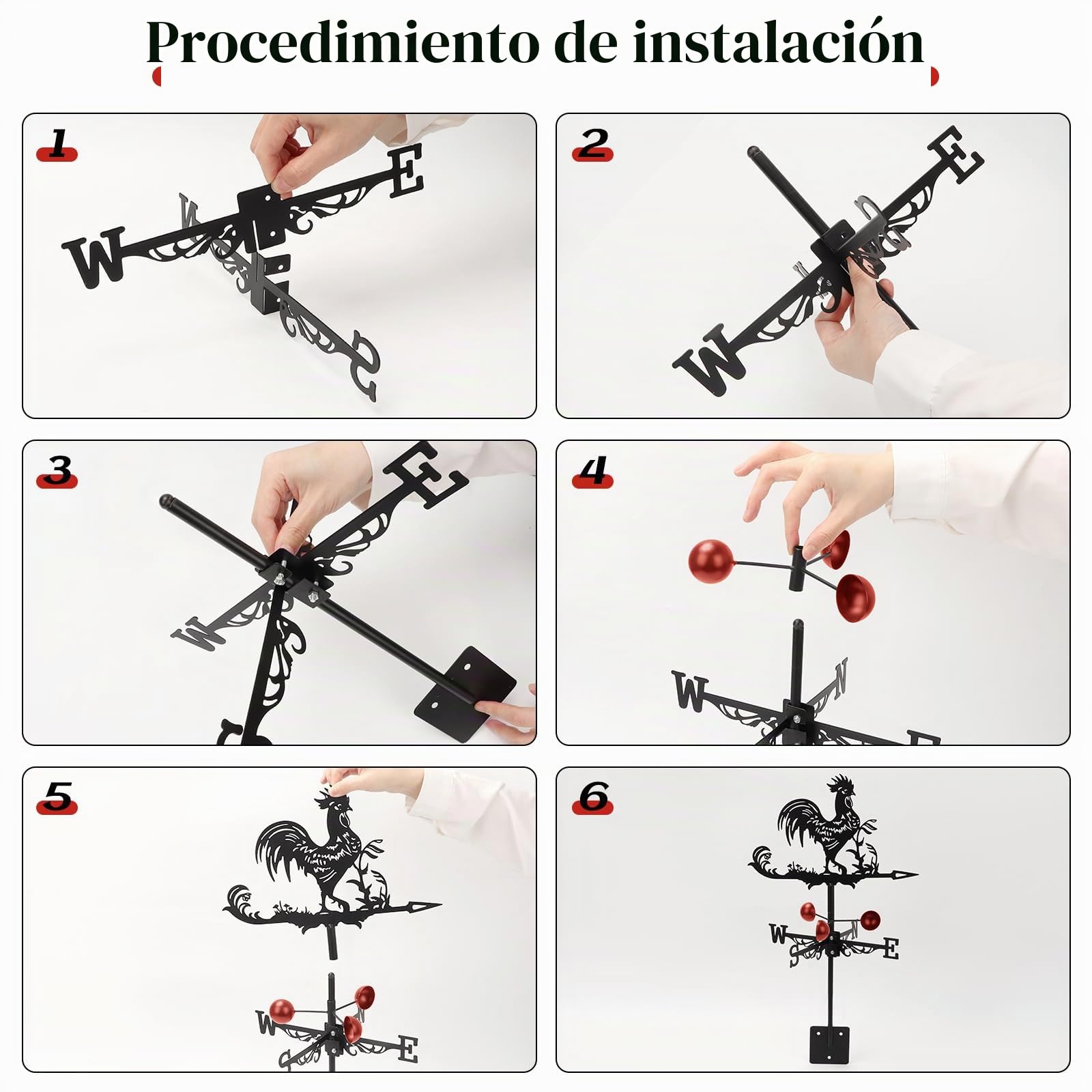 Veletas de Viento para Tejado, Veleta de Metal Robusta para Pronóstico del Tiempo con Soporte y Símbolo Direccional, Veleta Metálica con Diseño de Animales, Figura Decorativa para Jardín, Patio Tejado