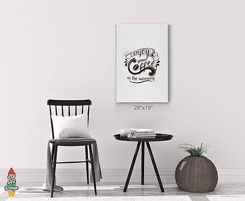 Miniatura 3 de HB Art Design Enjoy Your Coffee in The Morning Retro Style Brown Quote Canvas Print Wall Art Coffee Bar Decor Coffee Signs Kitchen Wall Decor Dining