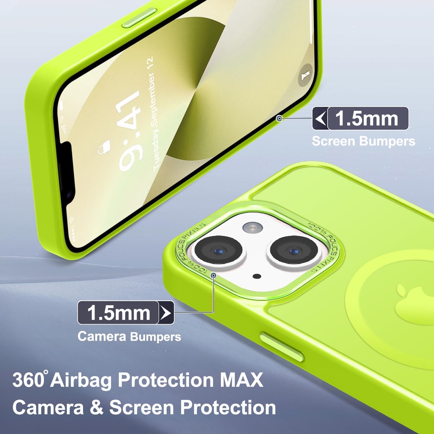 Newfuture Designed for iPhone 13 Case & iPhone 14 Case with Magnetic [13 FT Military Drop Protection] [Compatible with Magsafe] Slim Shockproof with Anti-Fingerprint Phone Case, Fluorescent Green - Image 6