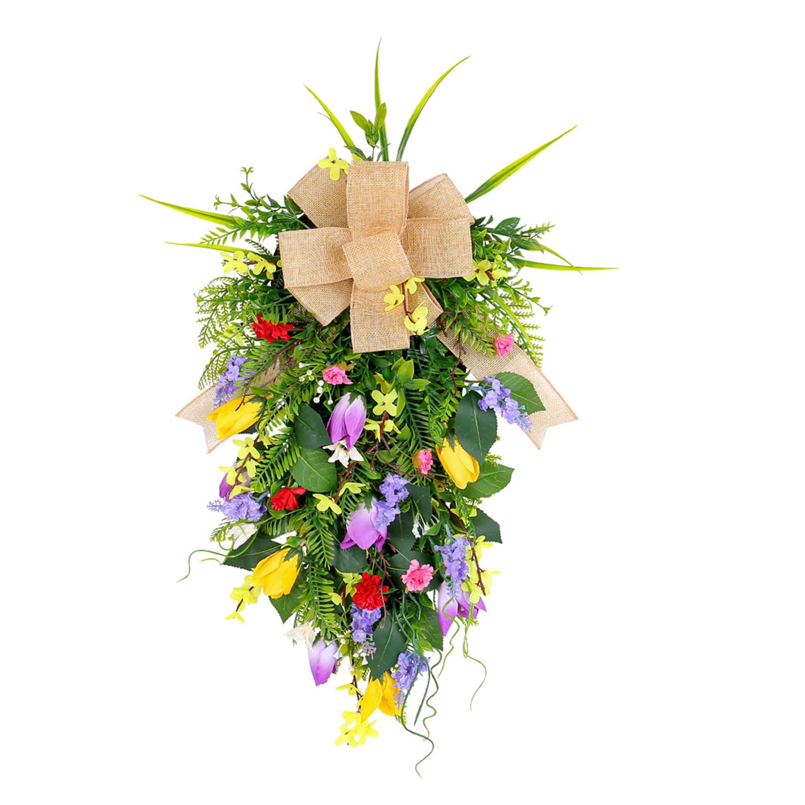 Buxuaaaa Yellow Purple Door Wreath Colorful Flower Wreath Artificial Spring For Garden Farmhouse Garden Wedding Decorations Fine Work
