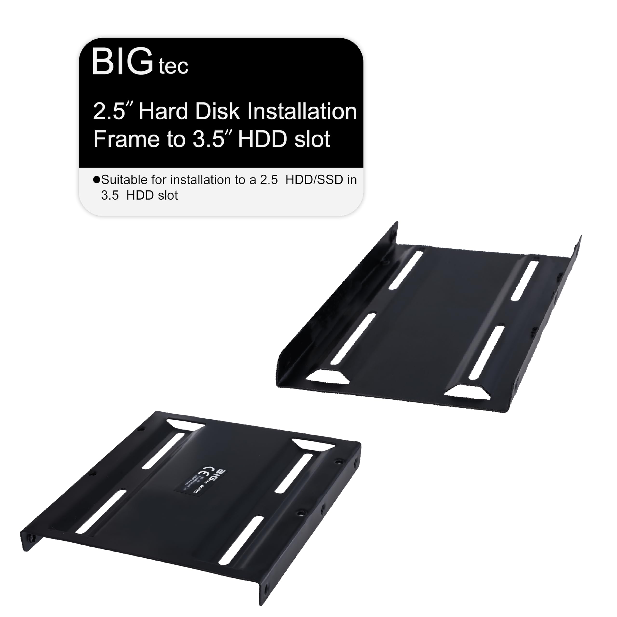 BIGtec Adattatore per dischi rigidi SSD HDD telaio da incasso 2,5" a 3,5" telaio intercambiabile per PC, supporto per computer, binari di montaggio in metallo nero