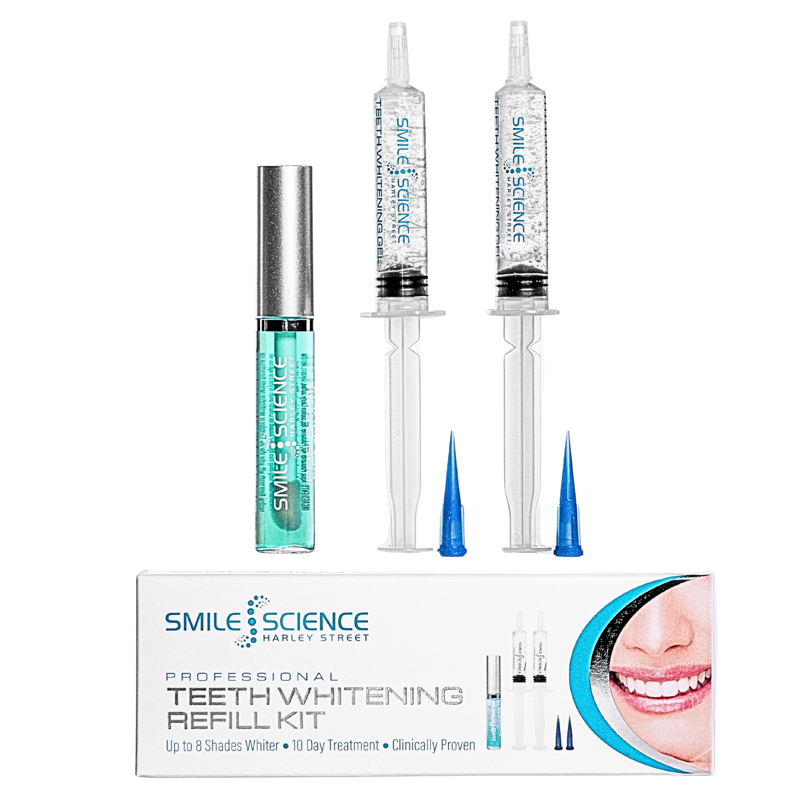 Smile Science Harley Street - Professional Teeth Whitening Gel Refill Kit - Includes Teeth Whitening Gel Refills, Stain Remover & Precision Tips - 100% Enamel Safe - Vegan - Rapid Whitening Results
