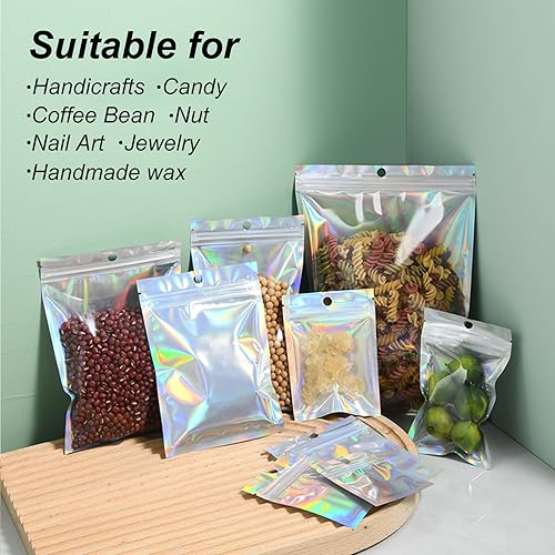 Miniatura 5 de 100 bolsas resellables con cierre hermético para almacenamiento de alimentos, bolsa a prueba de agua con ventana transparente, bolsa de embalaje