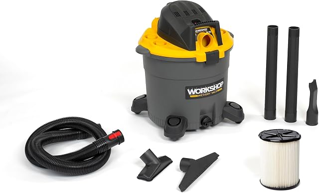 WORKSHOP Vaccin sec humide WS1600VA Nettoyeur à vide humide à haute capacité, 60 L (16 Gallon) Nettoyeur d'aspirateur, 6.5 Hauteur maximale HP Vacuum humide et sec