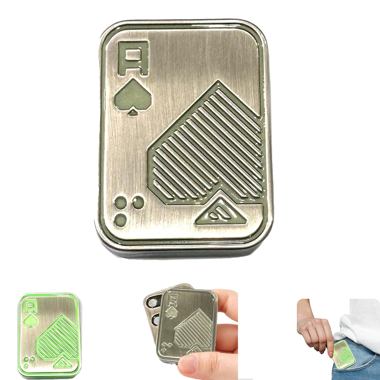 Fidget Slider for Adults,Metal Magnetic Fidget Toys for Stress Relief,Anxiety,ADHD,EDC Poker Push Card Cool Office Desk Magnet Toy Gift for Teen Friends Husband