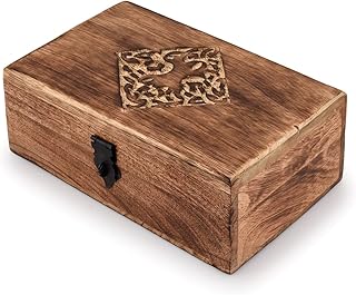 NIRMAN Handmade Wooden Jewellery Trinket Box Keepsake Storage Organizer with Hand Carved Celtic Design