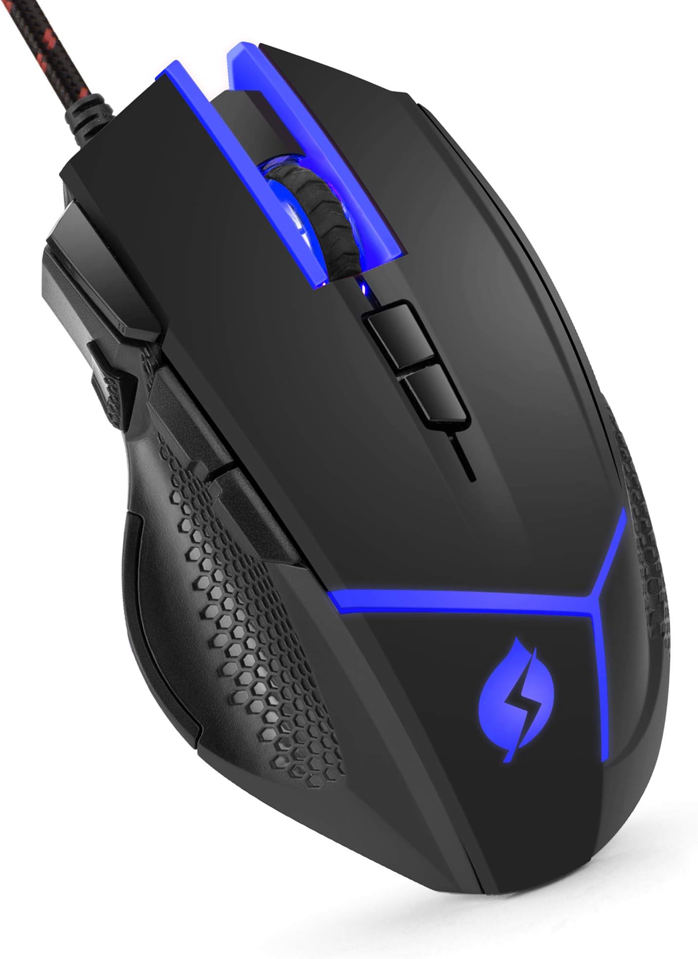 Topmate M18 Wired Gaming Mouse, 4000DPI High Precision Programmable Ergonomic Mice, On-The-Fly DPI Shifting Computer Mouse with RGB Breathing Light and Weight Tuning for Gaming and Office