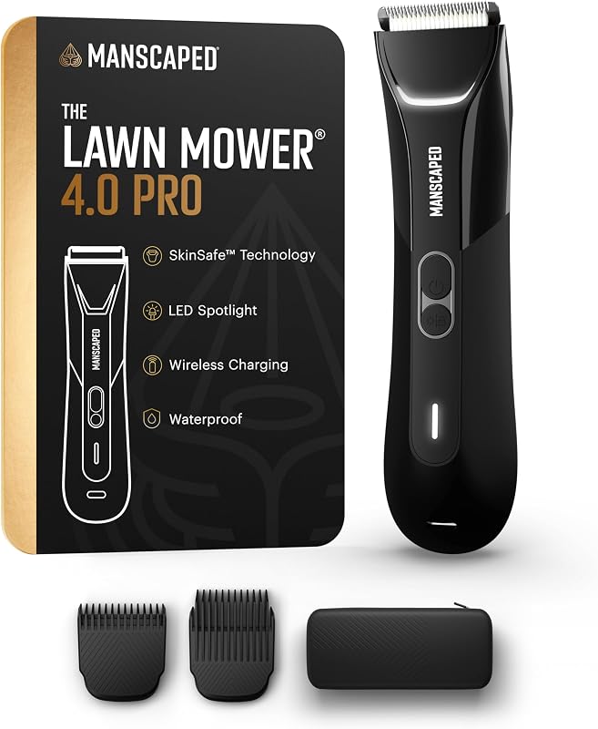 The Lawn Mower® 4.0 PRO - Groin & Body Hair Trimmer, Updated SkinSafe® Trimmer Blade, Waterproof Wet/Dry Groomer, USB-C & Wireless Charging Compatible, Men’s Ball Shaver with Travel Lock
