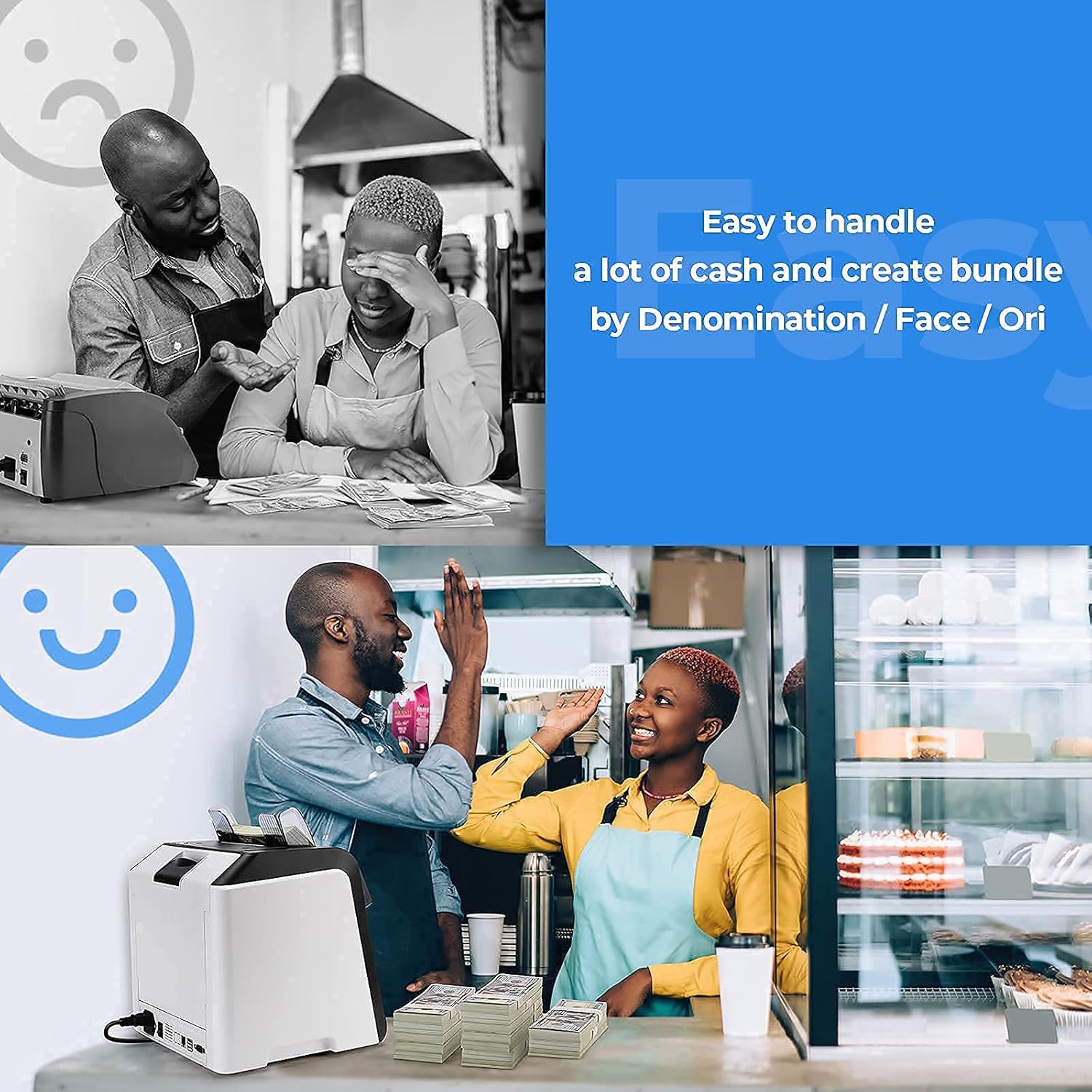 MUNBYN Dual Money Counter Machine Mixed Denomination and Sorter, Sort on DENOM/FACE/ORI, Value Counting, Counterfeit Detection 2 CIS/UV/MG/IR, Print Enabled, Mixed Bill Counter for Business, Bank : Office Products