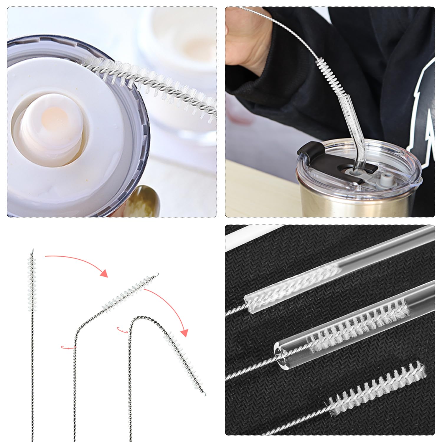 Juego de 5 Cepillos de Limpieza de Acero Inoxidable - Doble Cara con Mango Largo y Esponja para Tuberías y Lavabos