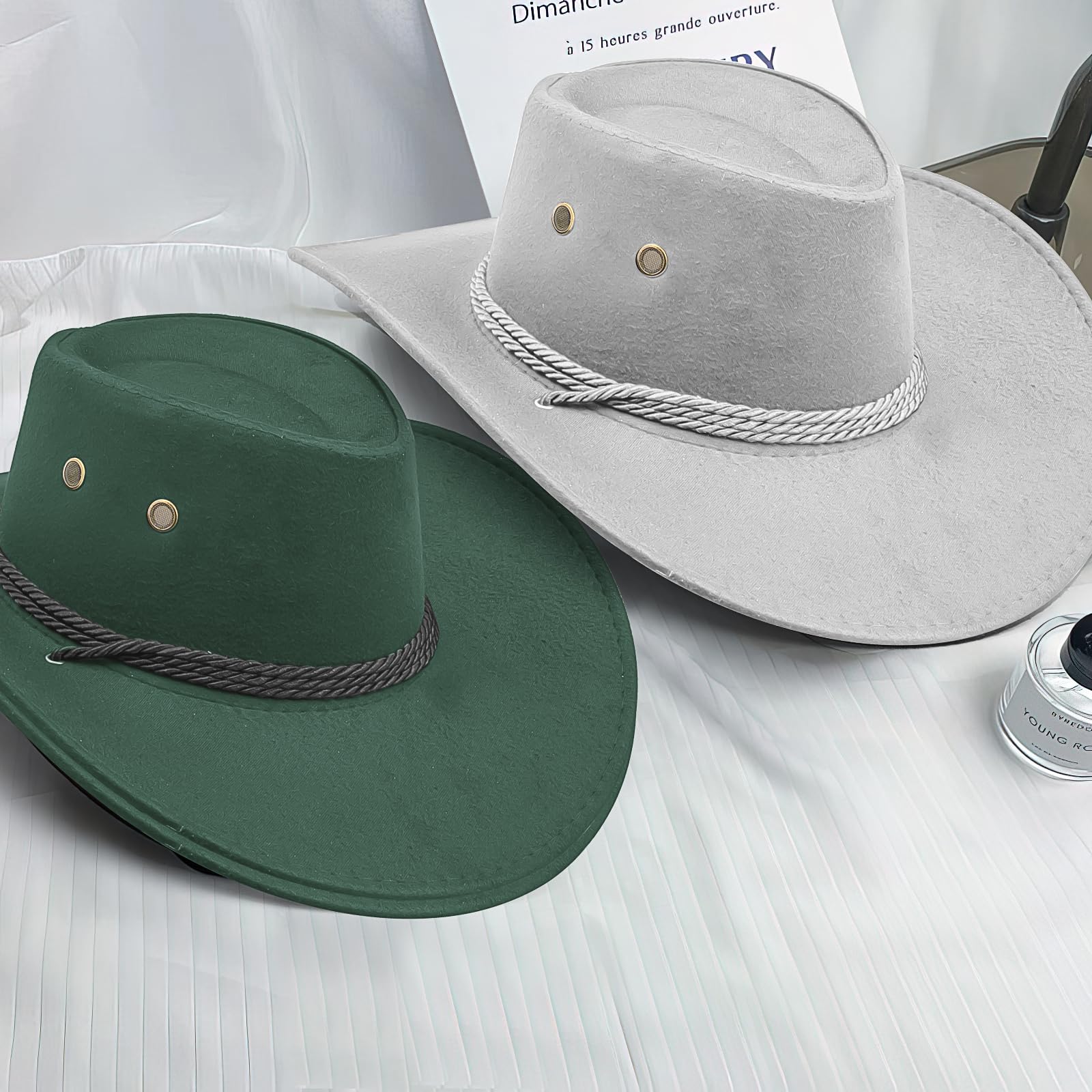 Set di 16 cappelli da cowboy per uomo e donna, cappello western con sottogola, cappello da cowgirl, cappello largo western per feste, festival, carnevale, feste a tema e accessori in costume
