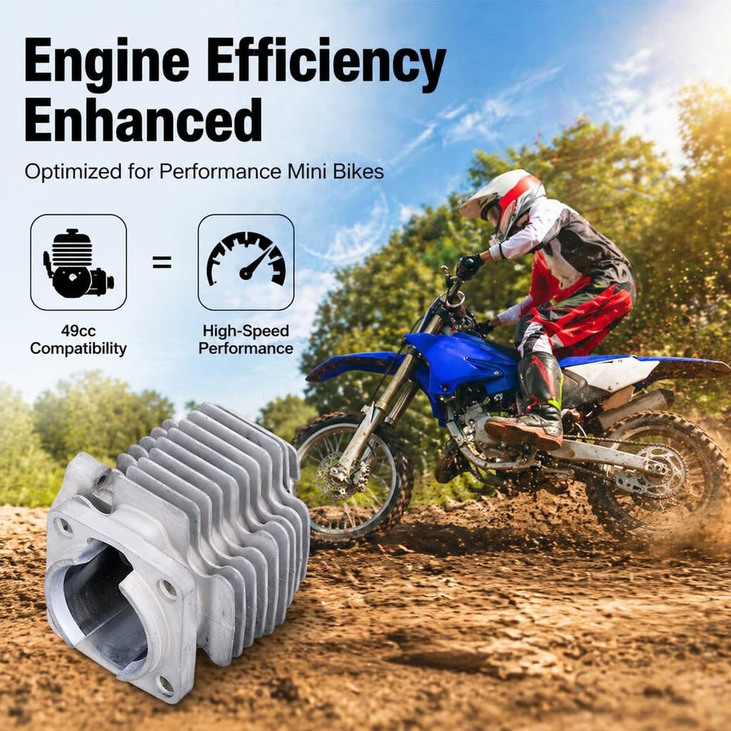 Kit Cilindro Pistone 49cc 2 Tempi, Ricambio Moto Mini ATV Quad Dirt Bike Minimoto - Alta Qualità, Resistente e Facile da Installare, Prestazioni Affidabili