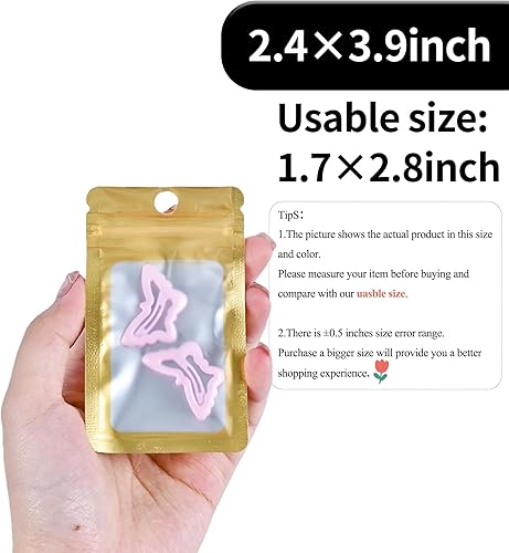 Miniatura 3 de Paquete de 100 bolsas de plástico resellables para almacenamiento de alimentos, bolsas con cremallera con ventana frontal transparente, bolsa de