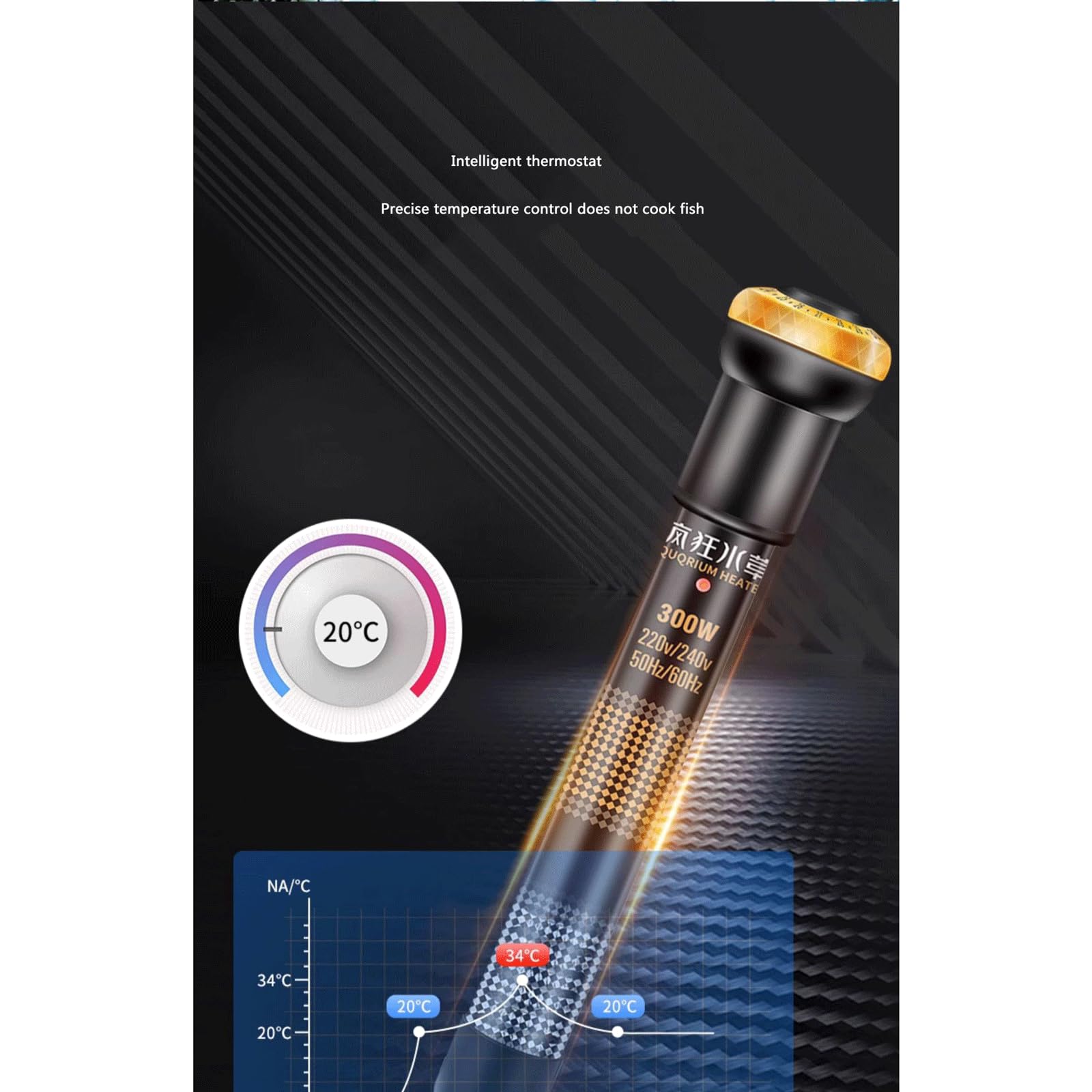 Varilla calefactora para Tanque de Peces, Temperatura Constante, Ahorro de energía, Varilla calefactora para Tanque de Tortuga, Calentador a Prueba de explosiones, 50W (200W)