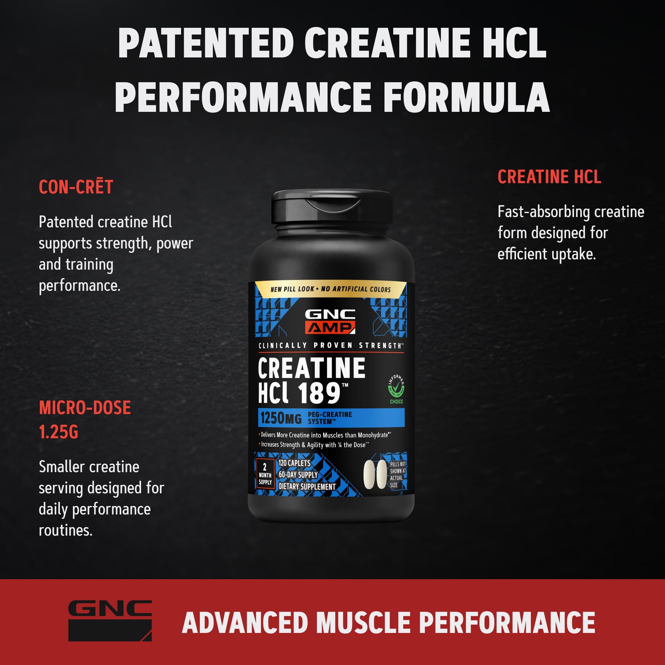 GNC AMP Creatine HCl 189, Fast Absorbing Muscle Builder, 60 Servings — Amazon image 6