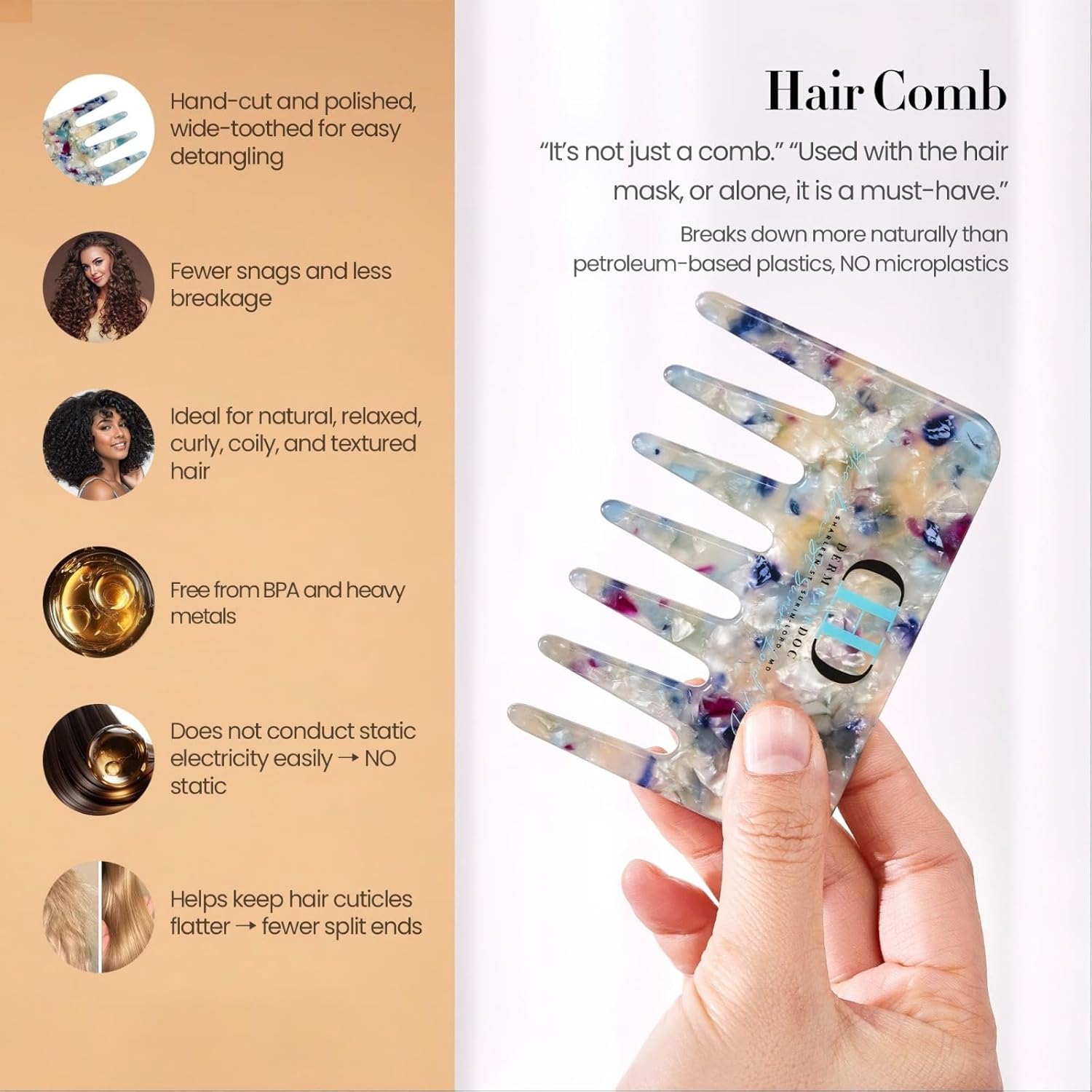 Hair Mask, Deep Conditioning Hair Mask, Hydrating Detangler Moisturizing Dermatologist-Developed Treatment for Curly, Dry, Frizzy, Swimmer's Hair & Itchy Scalp – 5.5 oz - Image 5