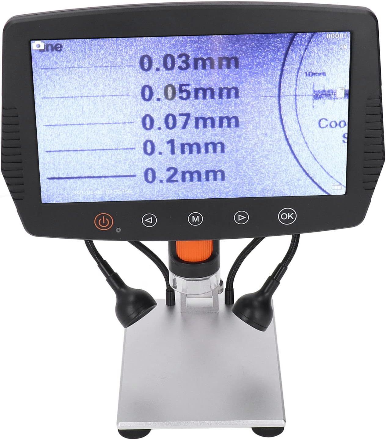 Jectse メンテナンス、検査、測定用の調整可能なLEDライトを備えたHDデジタル顕微鏡、部品や時計の修理に最適