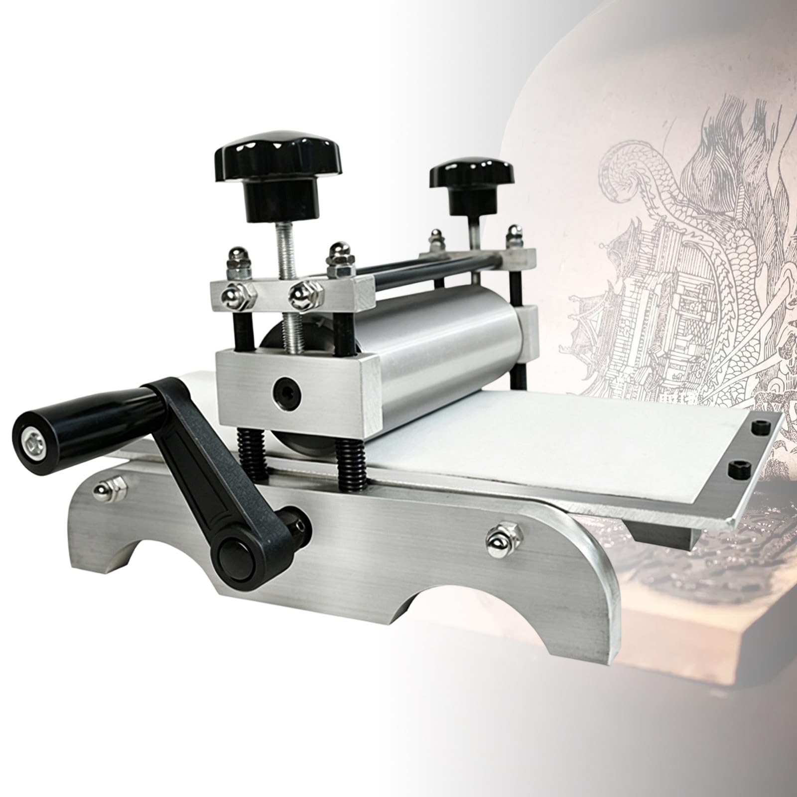 GwlThixion Manual Engraving and Printing Press Machine, Professional Printmaking Rubbing Machine & Manual Etching Press - Steel Art Tools, for Paper Woodblock Lino Printing