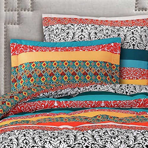 image for Lush Decor Boho Striped Colorful Pattern Bohemian Style Reversible 5 P
