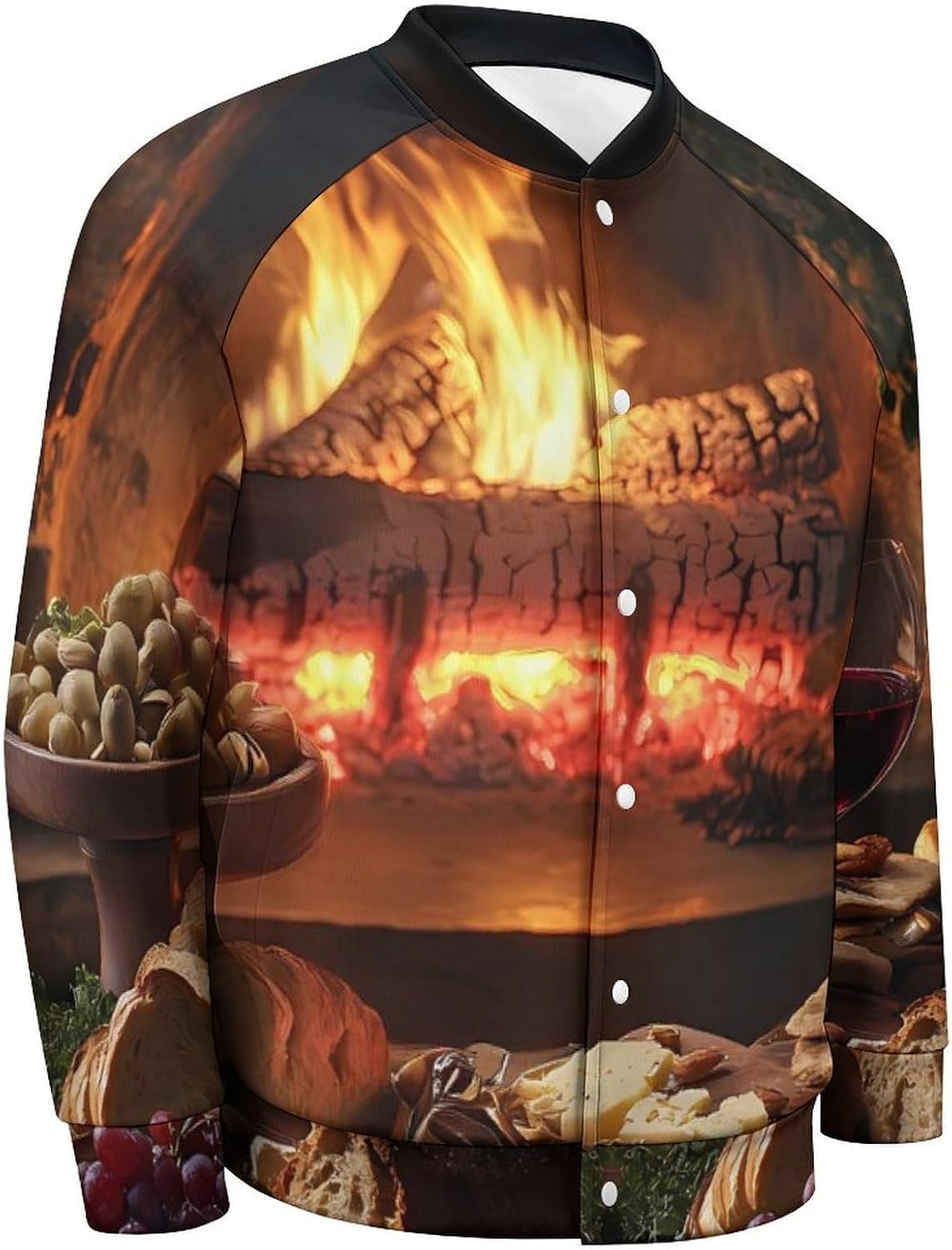 Food And Wine Baseball Jacket Casual Sportswear Bomber Jacket Coat for Men Women
