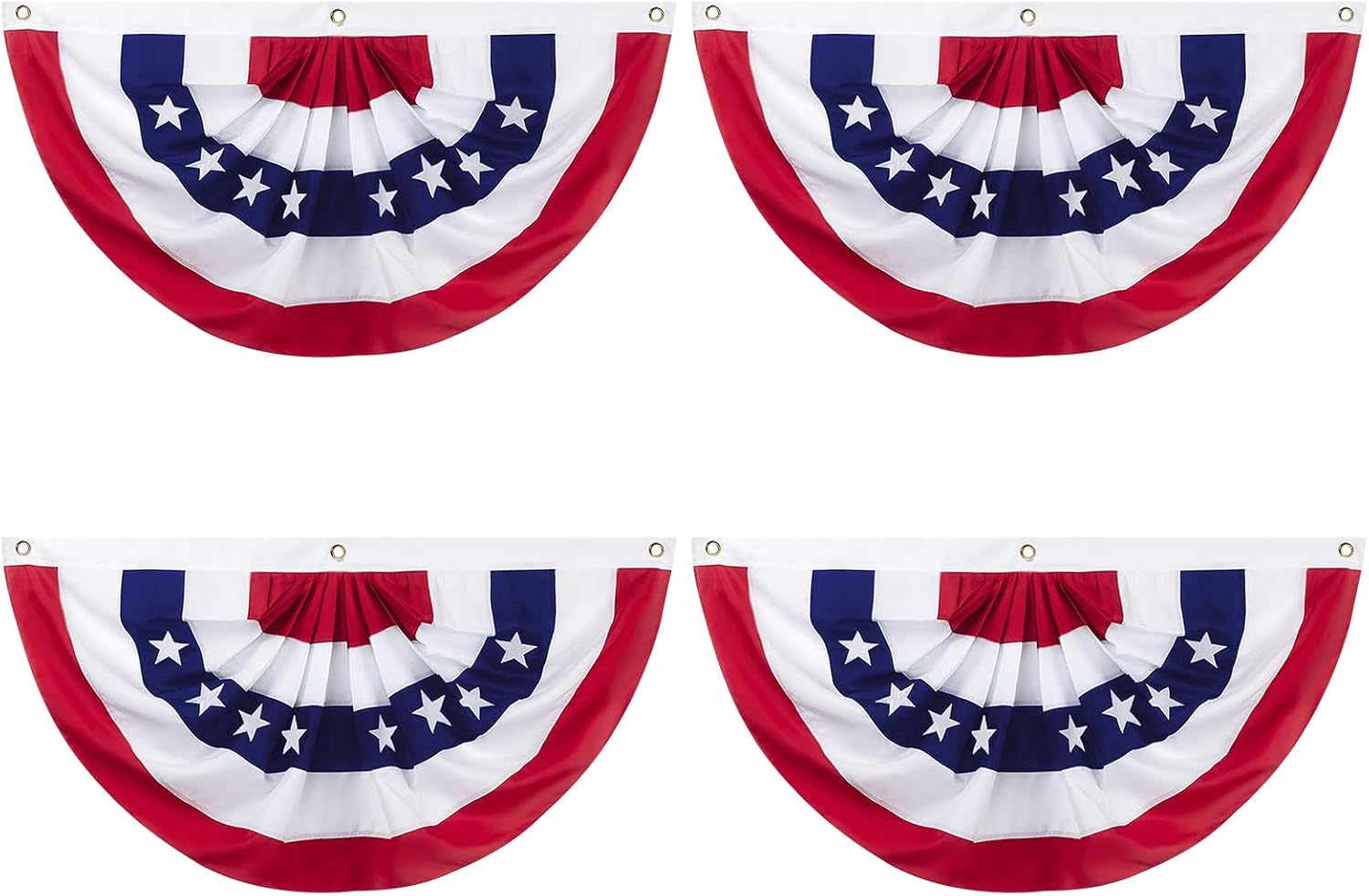 Motiloo American Pleated Fan Flag,2 x 4 Ft USA Patriotic Half Fan Bunting Flag for 4th of July Memorial Day Indoor Outdoor Decoration (Set of 4)