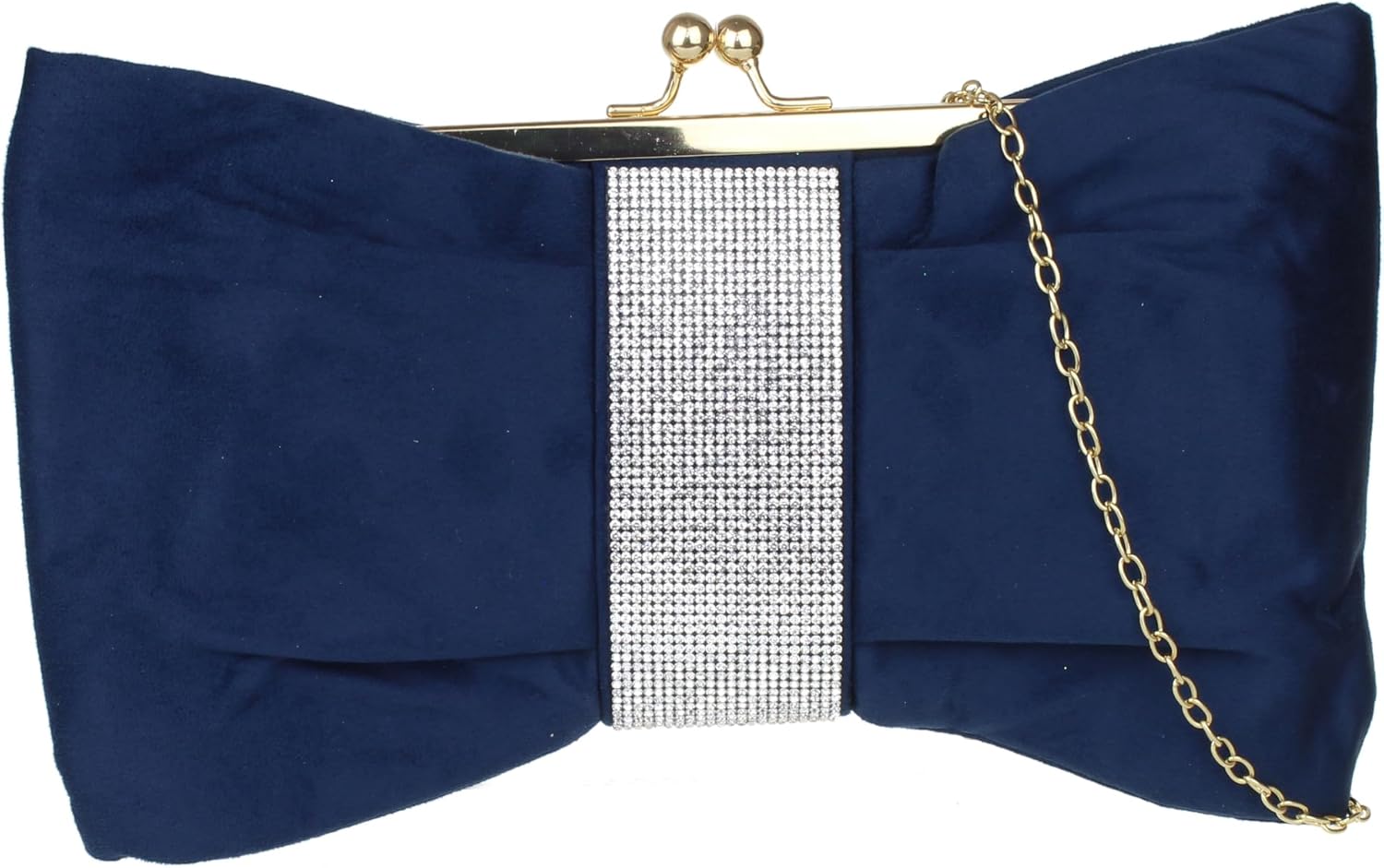 Girly HandBags Womens Faux Suede Bow Shape Diamante Clutch Bag