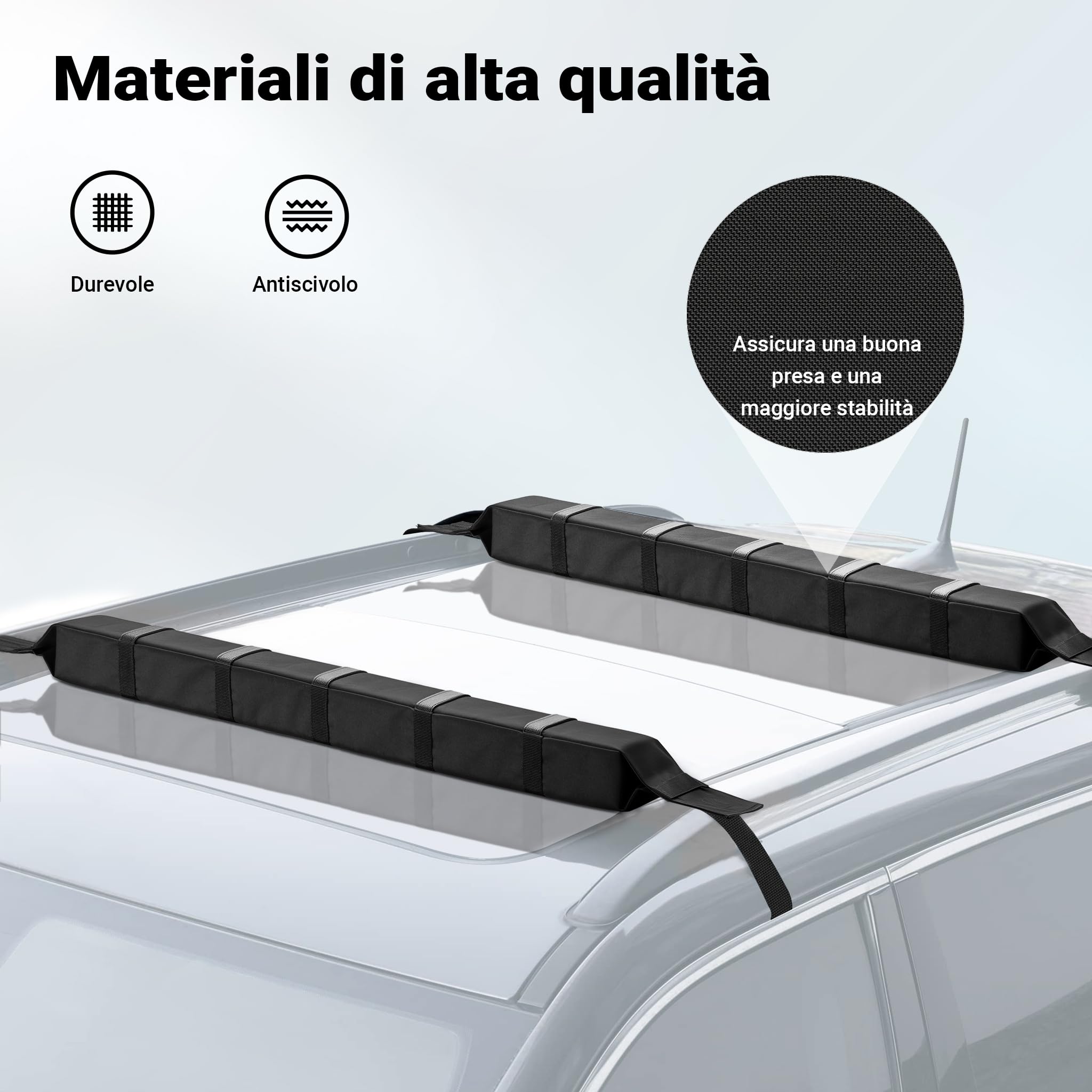 Wiltec portatutto per Auto, Barre morbide Portapacchi universali, per Surf, Kayak, Sci