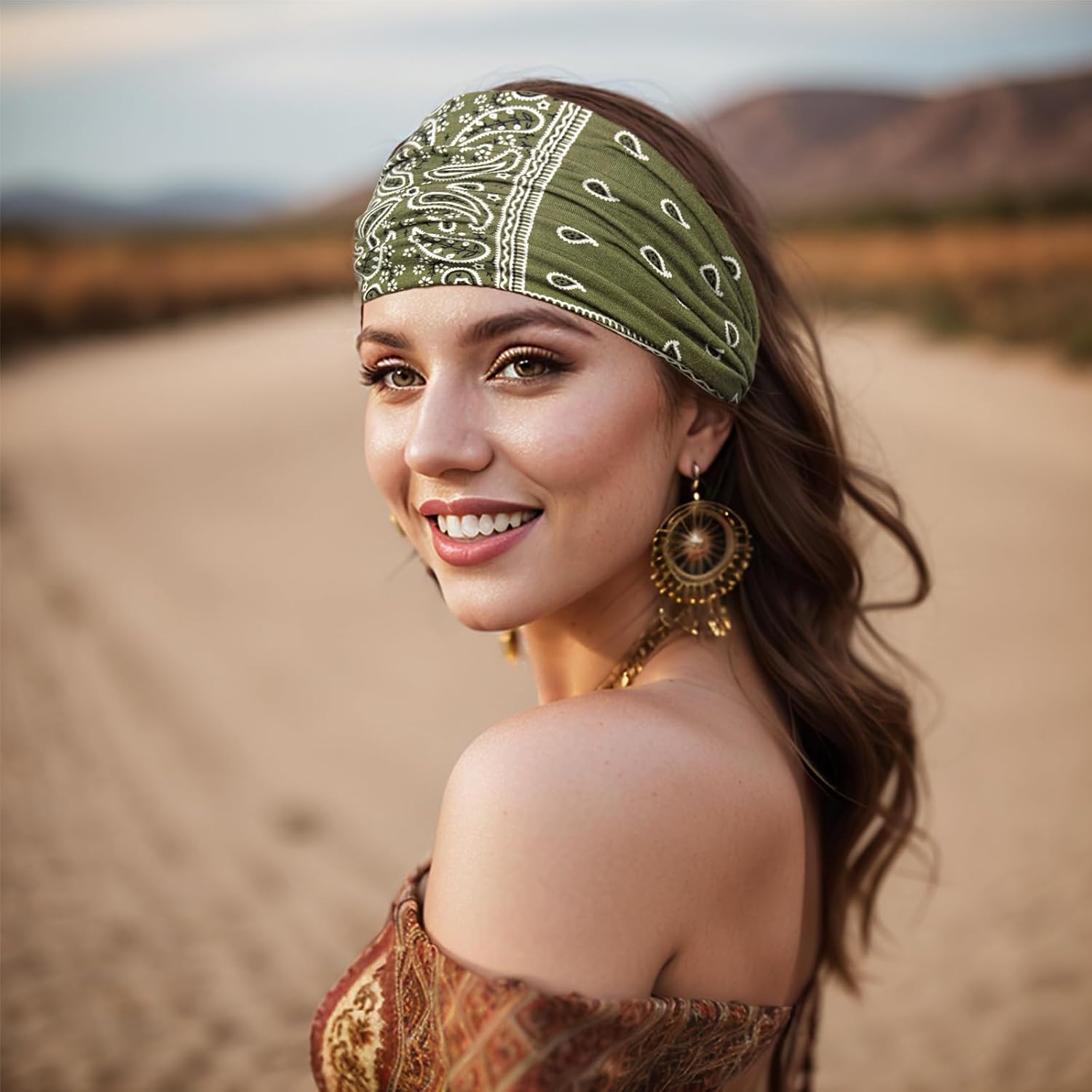 Headbands for Women Non Slip Cross Yoga Headhand Bandana Paisley Wide Head Bands African Head Wraps Workout Hair Wrap Accessories 8 Pack