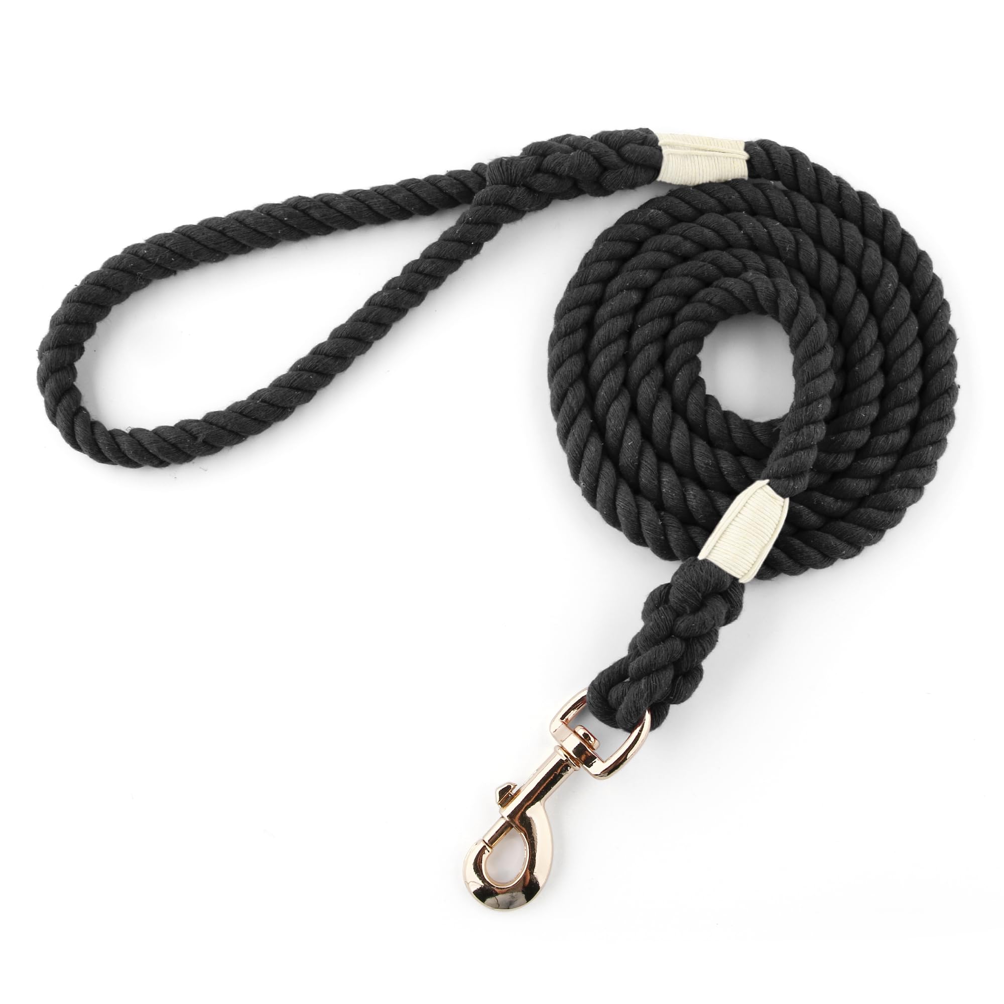 Snootiful Hound Cotton Rope Dog Lead - 150cm - Bright Colours - 100% Cotton (Black)