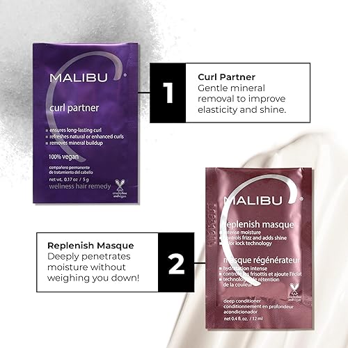 Miniatura 5 de Malibu C Curl Partner Wellness Remedy (1 paquete) – Elimina la acumulación mineral para un cabello más saludable y rizado más rebotante – Contiene
