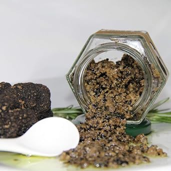 Minced Black Truffles wt. 3.2 oz (90g) Chopped Burgundy Black Fall/Winter European Truffles (Tuber Uncinatum) Preserved in Olive Oil Garnish Seasoning Gourmet Food - Vegan, Non-GMO, All-Natural