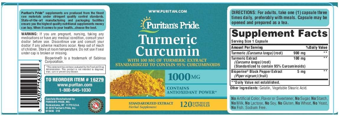 Puritan's Pride Turmeric Curcumin