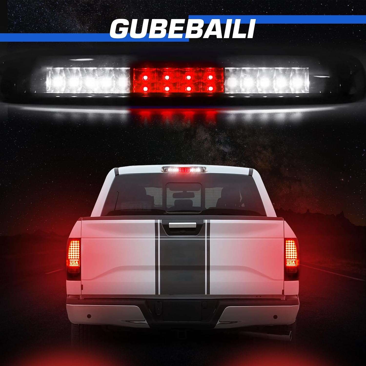 Tail Light + 3rd Brake Light Kit Fit for Chevy Silverado 1500 2500 HD 1999-2002, for GMC Sierra 1500 2500 HD Fleetside 1999-2003, Led Brake Light Taillight Assembly, Smoke Lens