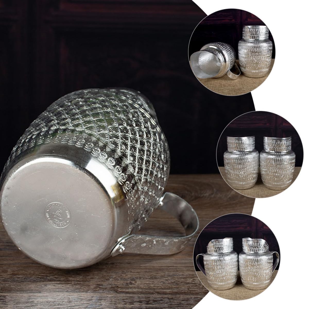 Beavorty Pichet en Alliage D'étain-aluminium 1,5 L Large Ouverture, Pichet à Boisson Polyvalent pour Vin, Lait et Jus, Ustensile de Service Métallique pour Maison, Restaurant et Fête