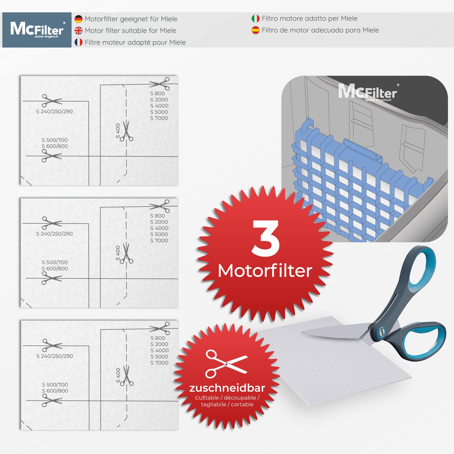 Filtri HEPA E Motore Per Miele - Maxi Box 6 Pezzi, Tagliabili A Misura - Foto 6