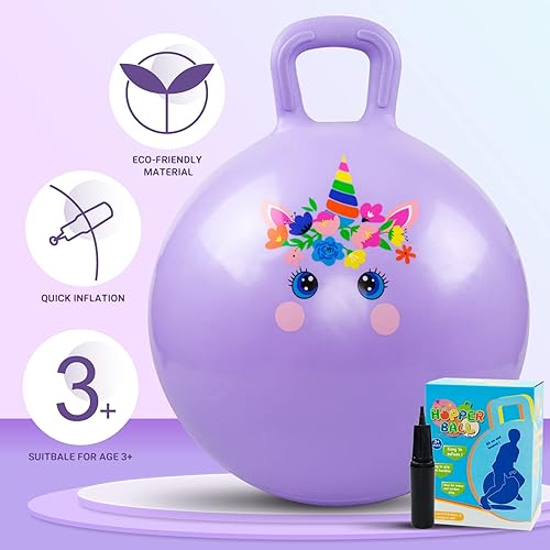 Miniatura 2 de Pelotas de tolva para niños de 3 a 6 años, pelota inflable de 18 pulgadas con asa, bola inflable de 18 pulgadas, bola de salto de 17.7 in, juguetes