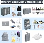 Lostrain Cubes d'emballage, 9 Set organisateur de voyage pour transporter les valises Vêtements de bagages Grand rangement Étanche avec sac de toilette, sac de chaussures, sac sous-vêtements