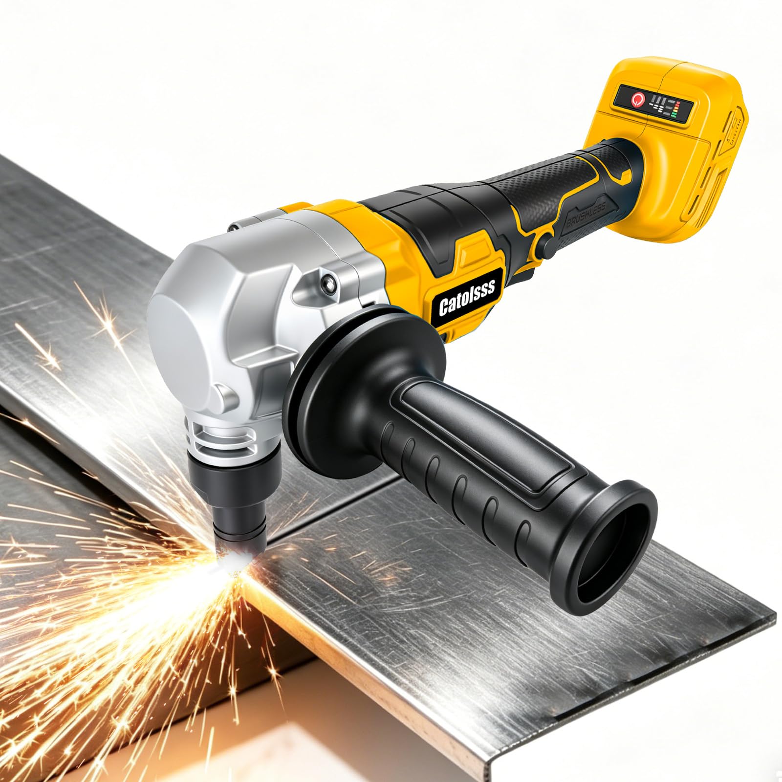 Knabber Blechknabber Kompatibel mit Dewalt 20V Akku,450W Kabellose Blechnibbler mit Bürstenlos Motor, 30000U/min,360° drehbarer Knabberkop Elektrische Blechschere für Edelstahl & Aluminium(ohne Akku)