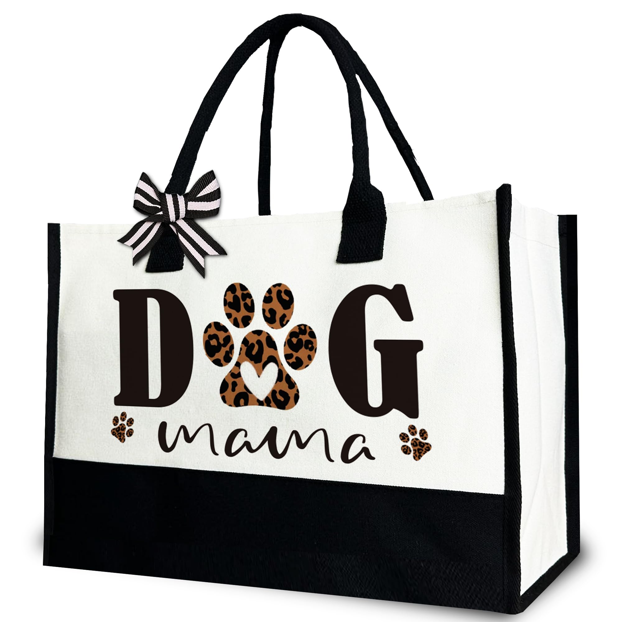 Gezred Dog Mama Tote Bag, Dog Lover Canvas Tote Bag for Women, Mother's Day Gift, 12x17 inch