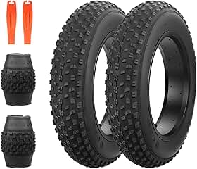 MEGHNA Pneu Fat Bike 16/18/50.8 cm Pneu de bicicleta elétrica Fat Tire 16/18/50.8 x 10.2 cm Knobby Antiderrapante Dobrável Pneu Todo Terreno Pneu para Bicicleta Fat Bike E-Bike Bicicleta de Neve