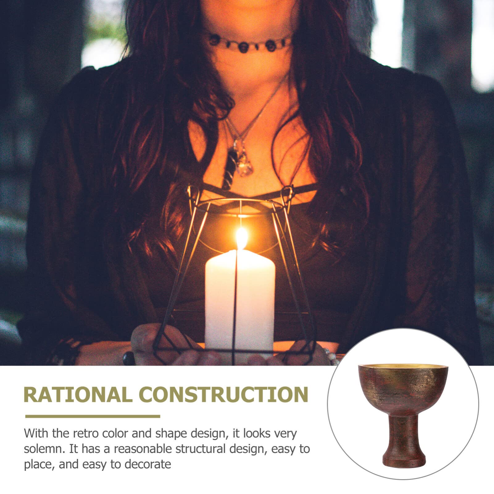 Cabilock Silver Chalice Communion Goblet Religious Resin Craft Retro Religious Adornment