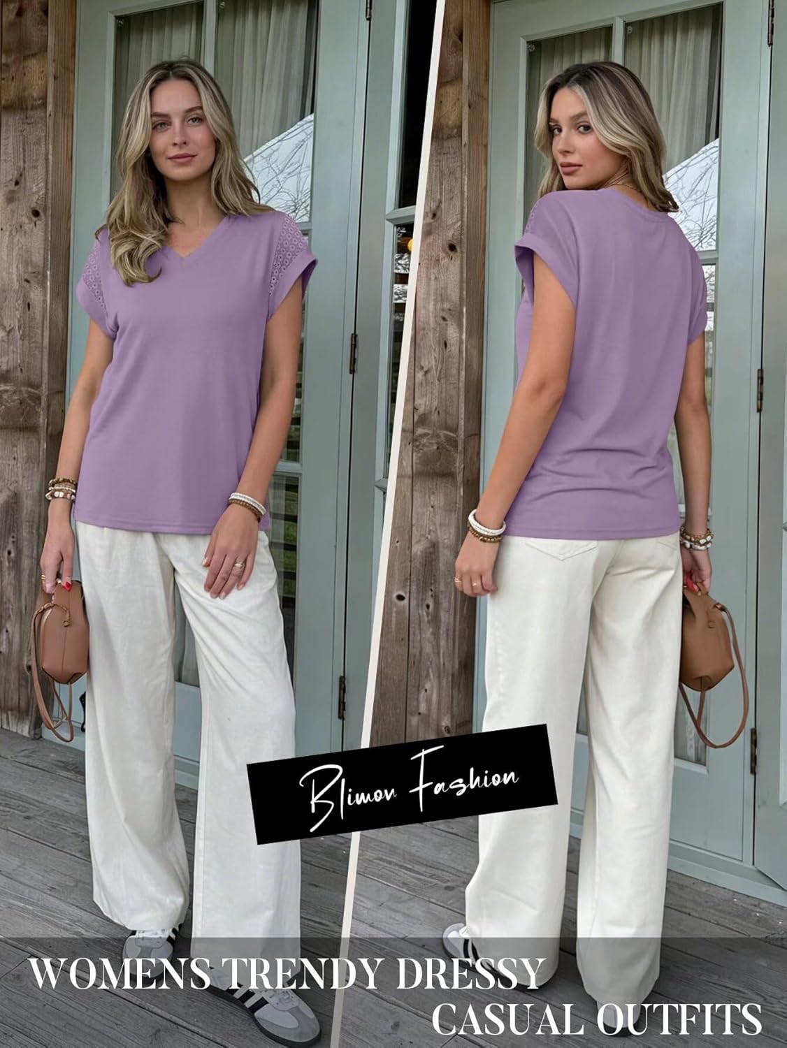 Bliwov Womens Summer Tops V Neck Lace Short Sleeve T Shirts Dressy Casual Business Outfits 2026 Spring Fashion Tee Clothes - Image 3