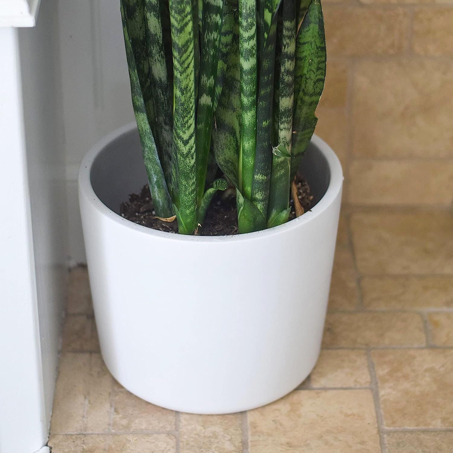 Willowy Large Matte White Ceramic Planter - 12 Inch Pots for Plants Indoor, Modern Planters for Indoor Plants, Big 12 inch Plant Pot, White Plant Pot with Drainage Hole Plug