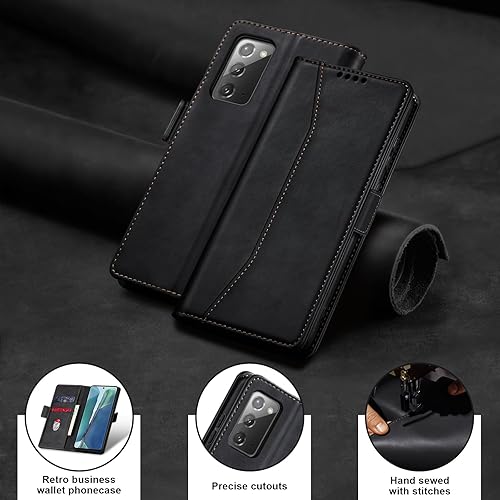 Miniatura 7 de Funda tipo cartera con tapa para Samsung Galaxy Note 20, funda magnética de cuero con tarjetero, función atril, funda protectora duradera de TPU a