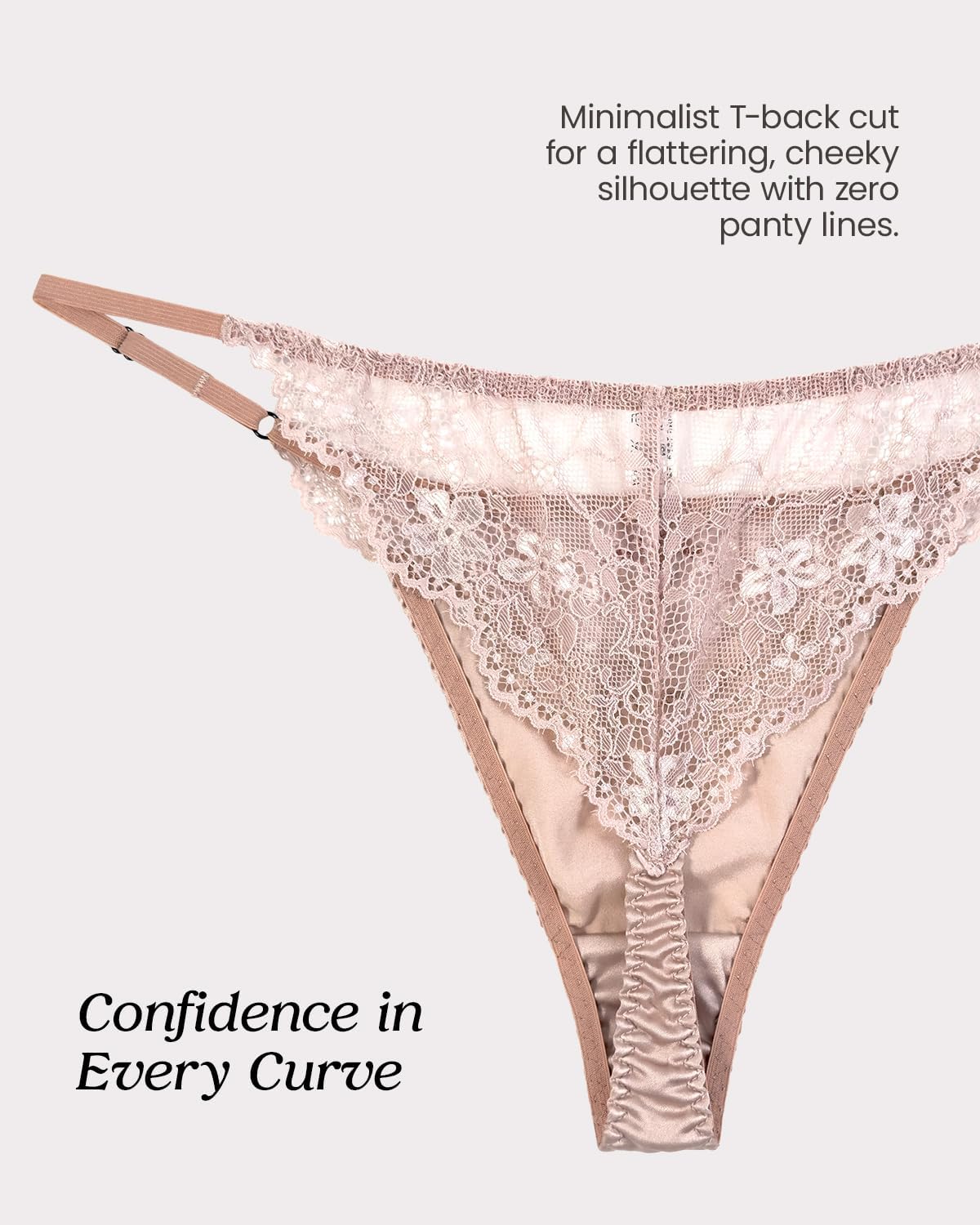 100% Mulberry Silk Thongs for Women, Sexy Shiny Silk Satin G-String Panties with Adjustable Ties, Cheeky T-back - Image 5