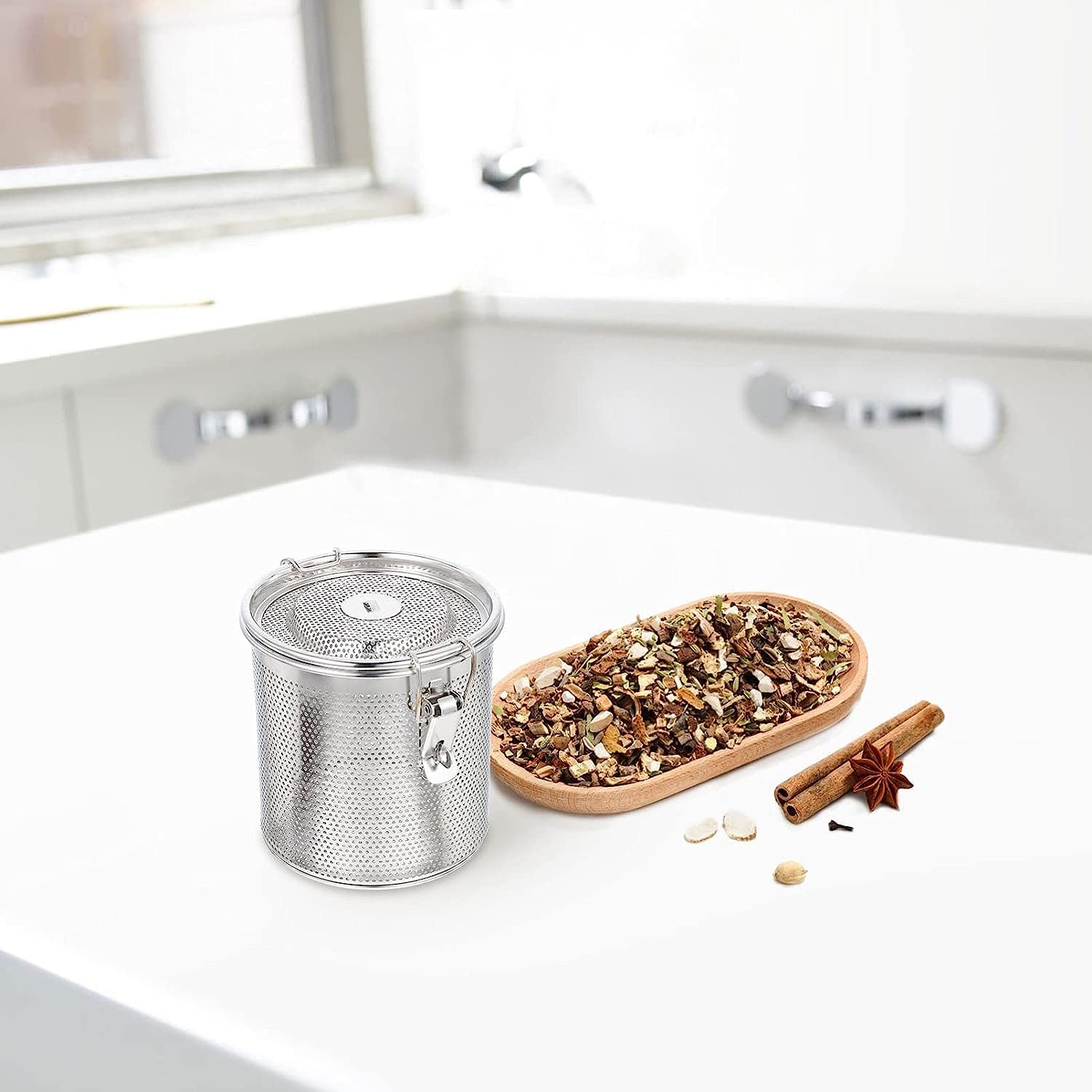 Boule à Thé En Inox 304 Ultra-fine - Pour Thé En Vrac Et épices, Taille L 8.2cm, Couvercle Fileté étanche, Passe Lave-vaisselle