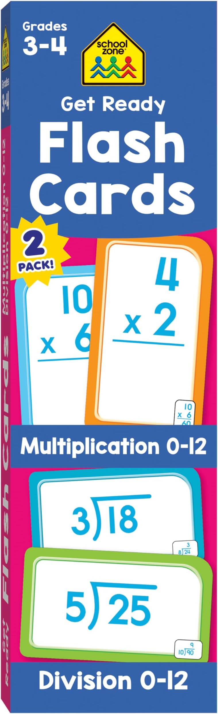School Zone Get Ready Flash Cards Multiplication & Division 2-Pack: 112 Math Cards, 3rd & 4th Grade, 0-12, Improve Speed & Retention, Ages 8+