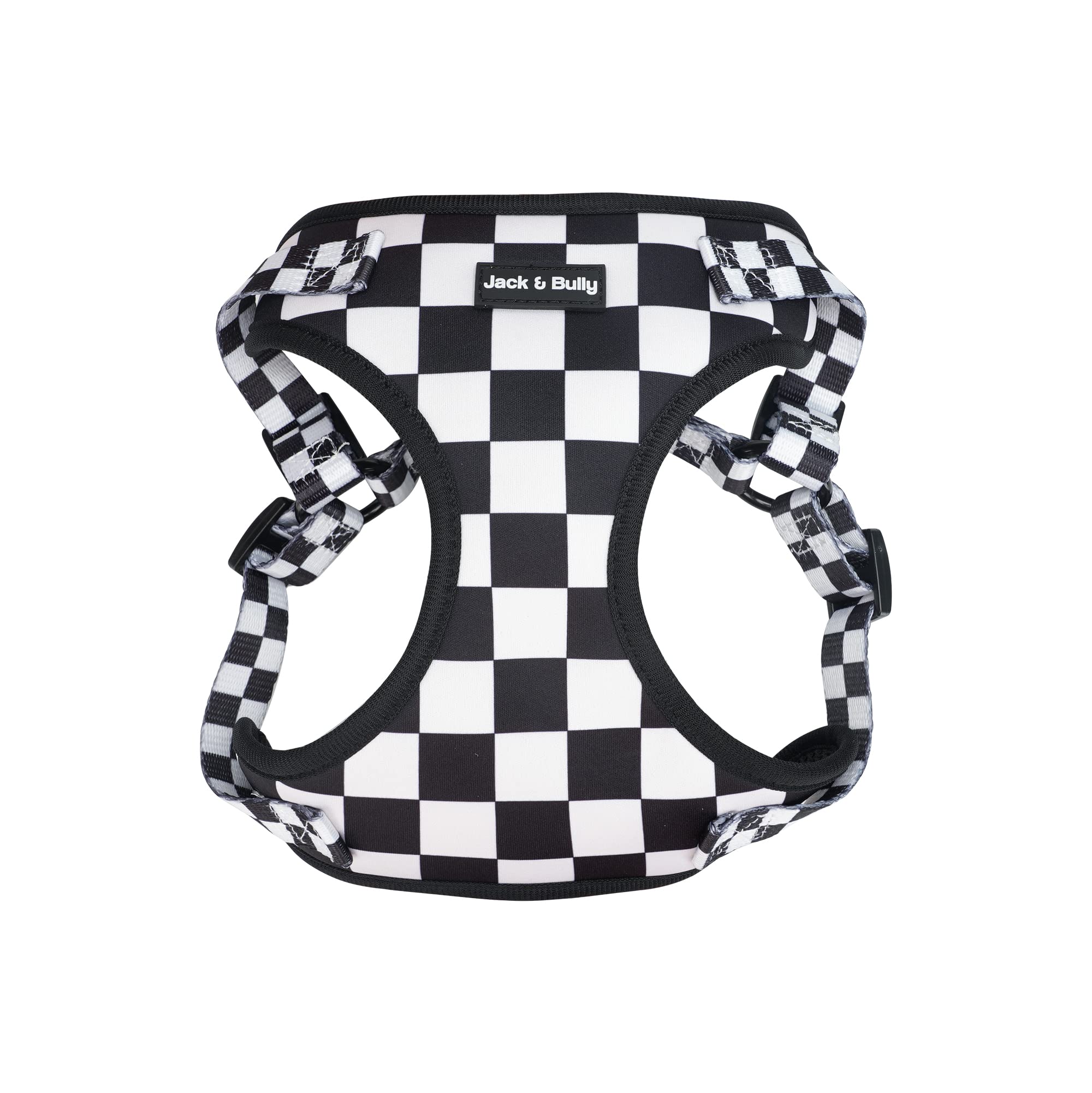 Jack & Bully Dog Harness, No Pull Vest Step-in Adjustable Neoprene Soft with Breathable Mesh, All Weather, French Bulldog (Medium, Checkered)